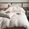 Conjunto de cama de algodão puro de alta qualidade e luxo leve, quatro peças, conjunto de três camadas de algodão puro, roupa de cama amiga da pele, capa de edredom, lençol, conjunto de três peças