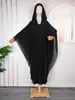 Comércio Eletrônico Transfronteiriço Vestido com Capuz e Manga Morcego Preto com Contas para Mulheres Africanas Plus Size com Dois Botões