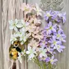 Orquídea Lírio Artificial Falso Buquê Pronto Flores Artificiais de Seda Casamento Arranjo de Chão Flores Plásticas Decoração de Casamento de Luxo