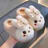 Pantuflas de Algodón para Niños Invierno Niños Niñas Cálidas Felpa Adicional Piel de Conejo Hogar Padre-Hijo Lindos Pequeños Bebé Zapatos de Algodón