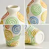 Vaso de Cerâmica Original Linha Simples Cor Dopamina Arranjo de Flores Arte Decoração de Mesa para Sala de Estar Presente de Inauguração
