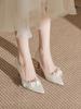 Zapatos Planos para Boda, Zapatos de Boda para Mujer, Nuevos Zapatos de Novia Color Champaña, Zapatos de Tacón de Aguja, Tacones Altos Cómodos para Mujer