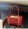 Bolsa de Ombro Feminina Tecida Vazada Estilo Coreano 2026, Bolsa de Praia Tendência, Nova Bolsa de Mão