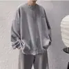 Sudadera de punto gofre con cuello redondo para hombre, otoño moderno, corte holgado, talla grande, diseño casual, adecuada para parejas, chaqueta casual versátil