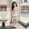 Moda para Niños Grandes Casual Camiseta de Manga Corta Delgada Verano Nuevo Estilo Falda de Pastel de Estrella Estilo Dulce de Moda Conjunto de Dos Piezas