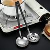 Cuchara Coladora de Mango de Madera Estilo Japonés con Concha para Sopa de Acero Inoxidable 304 Engrosada Aislante de Calor Cuchara de Mango Largo para Malatang Ramen Olla Caliente