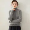 Nuevo suéter de cachemira de cuello alto para mujer, con cuello alto, corte holgado, material grueso, color liso simple y diseño de punto pullover