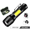 Lanterna Recarregável Mini Luz Forte LED Portátil Pequena Lanterna com Luz Lateral para Uso Doméstico Zoomável Liga de Alumínio Transfronteiriça