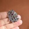 Rey Ciervo Dorado Plata Pura Vintage Desgastado Fortuna y Prosperidad Anillo Doble Accesorios DIY Cadena de Collar Hecha a Mano Accesorios de Plata