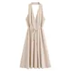 Vestido de verano nuevo, sin mangas, con cuello halter y cordones, estilo europeo y americano, para mujer.