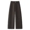 Pantalones de pierna ancha de cintura alta personalizados para mujer, versátiles para primavera/otoño, sueltos, de pierna recta, para ir al trabajo, alargan las piernas, adelgazantes, color liso simple, casual