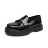 Zapatos de cuero de punta gruesa para hombre transfronterizos, nuevos mocasines slip-on de estilo británico para primavera y otoño, zapatos casuales