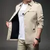 Trench coat masculino de primavera e outono plus size para e-commerce transfronteiriço, jaqueta trench coat fina de comprimento médio estilo business casual com gola de terno