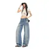 Pantalones de Mezclilla Anchos Versátiles de Corte Curvo Adelgazante, Estilo Retro Americano Desgastado, Novedad Verano 2026 para Mujer