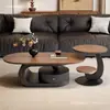 Mesa de centro de madeira maciça estilo italiano para sala de estar, mesa de chá de alta qualidade na cor nogueira, modelo novo oval pequeno estilo vintage