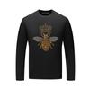 Estação europeia de manga comprida t-shirt masculina outono novo pescoço redondo moda top bottoming camisa outono roupas masculinas strass abelha