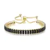 Pulsera de Tenis con Diamantes Negros de Zirconia Completos Hip-Hop Transfronteriza para Hombres y Mujeres, Pulseras Redondas y Rectangulares, Venta al por Mayor Caliente Transfronteriza