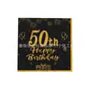 Spot Preto Dourado Tema Aniversário Digital de Um Ano Lenço Festa Festa Decoração Suprimentos Festa