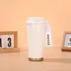 Taza de Café Portátil, Taza de Agua Aislada al Vacío de Acero Inoxidable, Diseño de Doble Bebida con Correa para Llevar, Taza de Viaje para Oficina, Patrón Personalizable