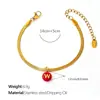 Moda Europea y Americana Colorido Colgante Redondo con 26 Letras Inglesas, Pulsera de Cadena Hueso de Serpiente Plana, Joyería de Nicho Chapada en Oro de 18 Quilates