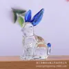 Artesanato de Cristal de Luxo Leve: Ornamento de Mesa Coelho de Champanhe Colorido com Superfície Lisa para Sala de Estar, Quarto e Decoração de Carro, Novo Produto Transfronteiriço