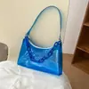 Bolsa Feminina Nova Moda Verão ins Pequena Fresca Bolsa de Gelatina Cor Sólida Transparente Bolsa de Ombro Único Pequena Feminina