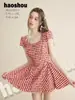 Traje de baño para adultos 161023, Estilo nuevo para mujeres, Enterizo estilo falda con diseño de cuadros para niñas jóvenes y estudiantes, Traje de baño de verano para nadar y jugar en el agua