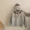 Conjunto de Dos Piezas para Niña 2025 Otoño e Invierno Nuevo Estilo Coreano Suéter de Punto con Cuello Redondo para Bebé Falso Dos Piezas Pantalones de Cuero con Forro de Terciopelo Tendencia