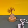 Base de luz blanca de cristal personalizada con piedras, árbol de la fortuna luz de noche enchufable USB, adorno de decoración para el hogar de árbol del dinero