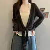 2026 Suéter de Punto de Dos Piezas para Mujer Tallas Grandes Otoño Nuevo Estilo Chaleco con Tirantes + Chal Exterior en Colores Contrastantes