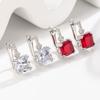 Arete cuadrado de diseño geométrico estilo coreano con circonita, moda para mujer, para ir al trabajo, lujo ligero, moda, sentido de alta gama, joyería cuadrada para la oreja