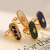 Anillo de Acero Inoxidable y Piedra Natural Más Vendido del Mundo con un Toque de Lujo Ligero y Alta Gama, Accesorios de Joyería de Anillo de Lapislázuli y Turquesa Transfronterizos