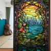 BL141 color transfronterizo flor vintage vidrio estático PVC no adhesivo película para ventana vidrio removible