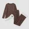 (Bunai VIP) Conjunto de pijama de três peças com design original para outono e inverno, com mangas compridas e calças compridas, moderno para mulheres, pode ser usado fora de casa