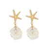 Novedades de Verano Moda Transfronteriza Europea y Americana Estilo Vacaciones en la Playa Aleación Estrella de Mar Perla de Imitación Concha Pendientes para Mujer Venta al por Mayor