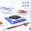 Kaibaiya porcelana de imitação formato especial criativo louça hotel restaurante prato frio prato pequeno comercial melamina azul e branco prato de lanche
