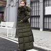 Inverno Transfronteiriço Novo Casaco Acolchoado de Algodão com Gola de Lã Grande Feminino Slim-fit Espessado Casaco Acolchoado de Algodão Feminino Estilo Coreano Longo Acima do Joelho Feminino