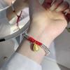 Pulsera de Plata de Ley S999 para Mujer Calabaza Carácter de la Fortuna Envuelto en Cuerda Roja Pulsera de Este Año Moda Versátil Pulsera con Sensación de Alta Gama