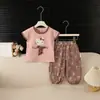 Conjunto de Ropa Estilo Coreano para Niñas Verano 2026 Modelo Nuevo Ropa de Verano de Manga Corta para Bebé Niña Gato Pantalones a Prueba de Mosquitos para Niños Conjunto de Dos Piezas