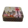Exquisita caja de hojalata cuadrada para regalo, caja de hierro cuadrada, caja de regalo para pastel de luna con impresión a color, caja de regalo para galletas