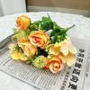 Flor artificial Decoração de casa Borda de ondulação Rosa Buquê de casamento Casamento Decoração de flores falsas Flor de seda Colocação de flores de mesa