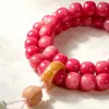 Pulsera rosa popular de bodhi para mujer en TikTok, accesorio cultural de mano de doble bucle estilo chino, pulsera de cuentas de semillas de bodhi al por mayor