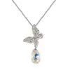 Amazon Día de la Madre Cadena para Clavícula de Mariposa para Mujer Collar con Cristal de Corazón Azul Collar Elegante Regalo de San Valentín