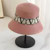 2025 Nuevo Sombrero de Pescador de Paja con Correa de Letras para Niños que Muestra la Cara Pequeña Sombrero de Cuenca para Viajes de Verano Vacaciones Protección Solar