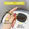 Gafas de vista sin montura de estilo coreano de moda, lisas, para mujer, con un diseño retro inteligente que cambia de color.