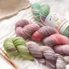 Hilo de lana teñido a mano para manualidades, color degradado, hilo grueso para tejer a mano, kit de hilo para suéteres y bufandas DIY