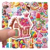 50 Pegatinas de Caricatura Lindas y Coloridas de Dulces y Graffiti Impermeables que Se Pueden Usar para Diarios DIY, Fundas de Teléfono y Pegatinas para Equipaje