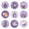 Hk073-T Morado Decoración Navideña Pegatinas Redondas, Pegatinas Autoadhesivas para Sellar Sobres de Tarjetas de Felicitación, Pegatinas Navideñas