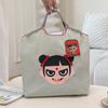 HINEZHA Moda de celebridad de Internet bordado de tendencia bolsa de compras de nailon transfronteriza casual para todo combinar bandolera para ir al trabajo