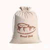 Fornecimento exclusivo transfronteiriço de sacos de pão de algodão com cordão, sacos de algodão reutilizáveis para baguete com cordão, disponíveis para atacado
